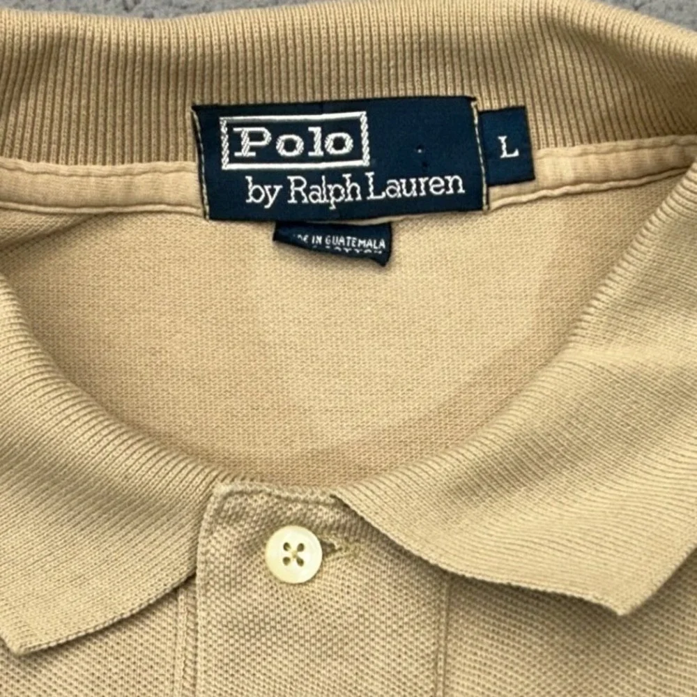 Polo Ralph Lauren Polo Mens Large Tan Short Sleeve Pony Logo Preppy Casual